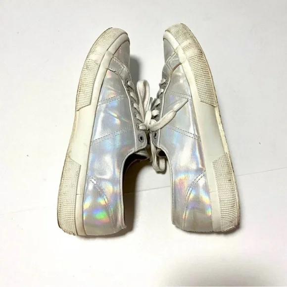 Superga White Iridescent Hologram Sneakers Trainers Size 9 Silver Metallic - Picture 7 of 16